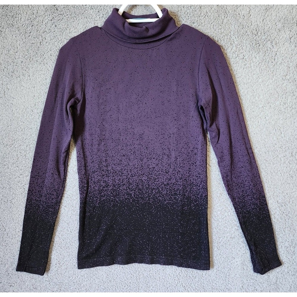 Athleta Turtleneck Top Women S Flurry Blizzard Ombre Speckled Ribbed Long Sleeve